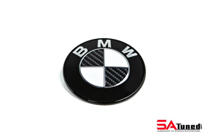 BMW Black White Front hood Emblem 82mm - SATuned