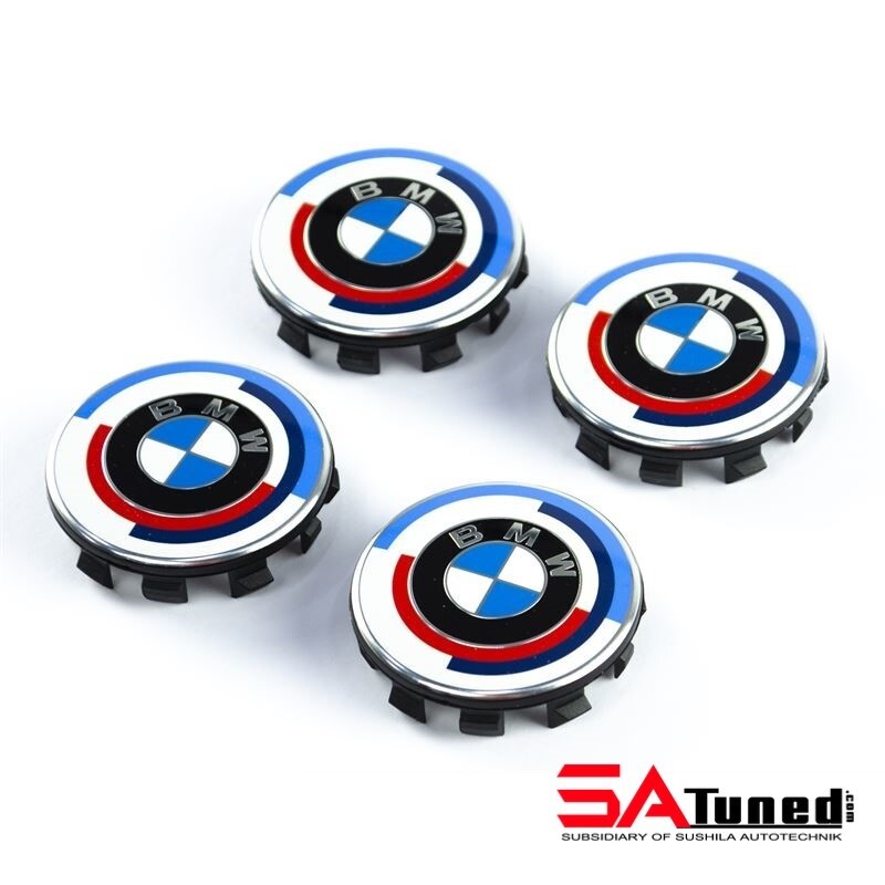 BMW 50th Anniversary Center cap set (4 pcs.) inclusive emblem with